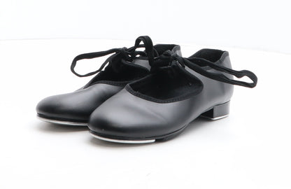 Preworn Girls Black Synthetic Slip On Dress UK 1 - Tap Dance