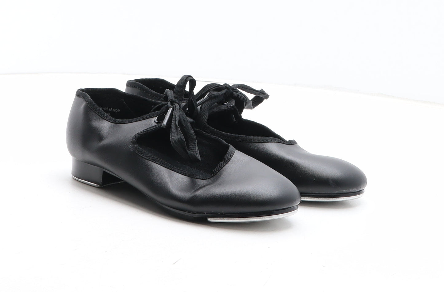 Preworn Girls Black Synthetic Slip On Dress UK 1 - Tap Dance