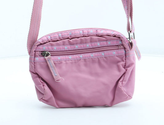 Preworn Girls Pink Geometric Polyester Crossbody Size Small Zip - Star Pattern
