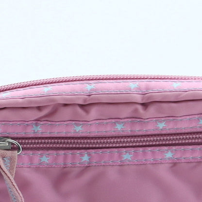 Preworn Girls Pink Geometric Polyester Crossbody Size Small Zip - Star Pattern