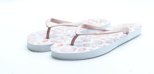 Primark Womens White Rubber Thong Sandal UK