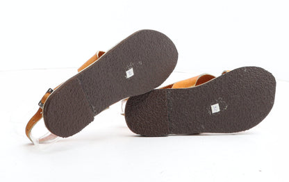 Preworn Girls Brown Synthetic Slip On Sandal UK 1 32 - UK Size Estimated 1