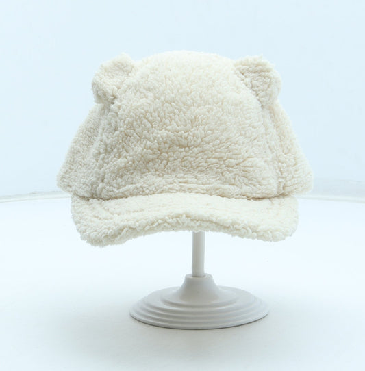 Preworn Girls Ivory Polyester Peaked Cap Size S