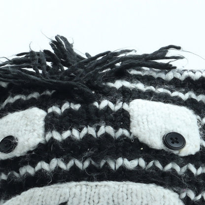 George Girls Black Striped Acrylic Beanie Size M - Size 14-16 Years