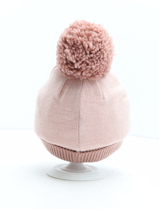 George Girls Pink Acrylic Bobble Hat One Size - Pudsey Bear Size 8-12 Years