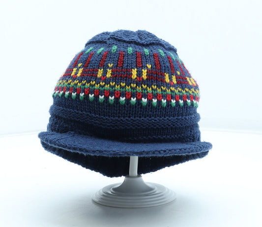 George Boys Blue Geometric Acrylic Peaked Cap One Size