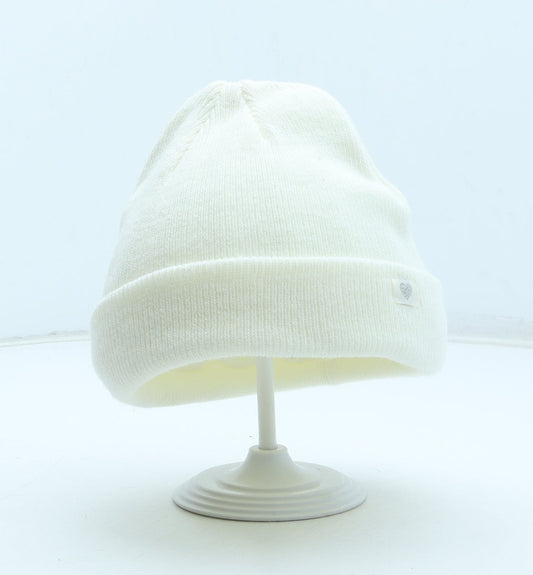 George Girls White Acrylic Beanie Size S - Size 4-8 years