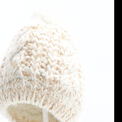 Primark Girls Beige Acrylic Bobble Hat One Size - UK Size 6-12 Months