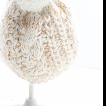 Primark Girls Beige Acrylic Bobble Hat One Size - UK Size 6-12 Months