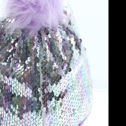 F&F Girls Purple Acrylic Bobble Hat One Size