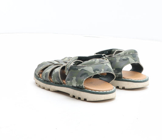 F&F Boys Green Camouflage Synthetic Fisherman Sandal UK 7
