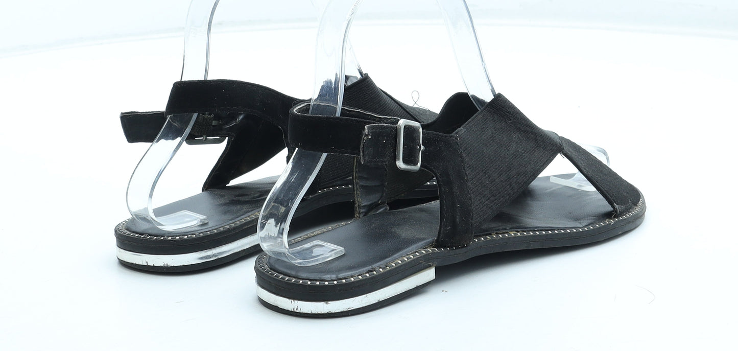 Preworn Womens Black Polyester Slingback Sandal UK