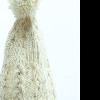 Preworn Girls Ivory Acrylic Bobble Hat Size S