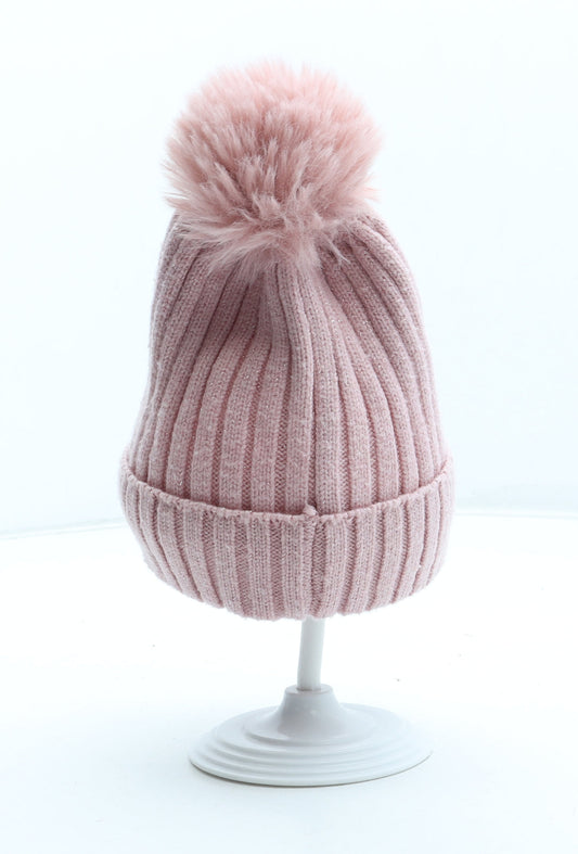Preworn Girls Pink Acrylic Bobble Hat Size S