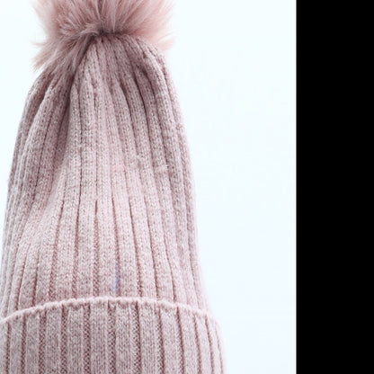 Preworn Girls Pink Acrylic Bobble Hat Size S