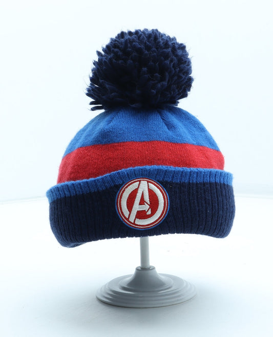 George Boys Blue Colourblock Acrylic Bobble Hat Size S - The Avengers UK Size 4-8 Years