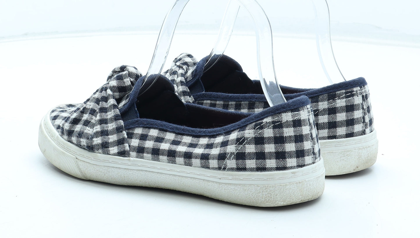 F&F Womens Blue Check Polyester Flat UK