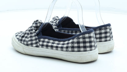 F&F Womens Blue Check Polyester Flat UK