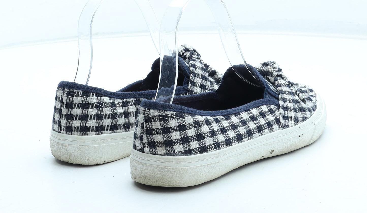 F&F Womens Blue Check Polyester Flat UK