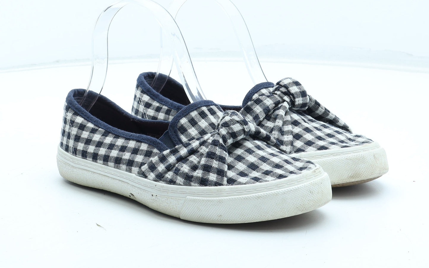 F&F Womens Blue Check Polyester Flat UK