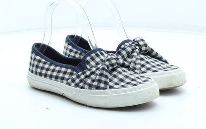 F&F Womens Blue Check Polyester Flat UK