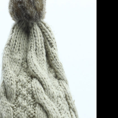 Preworn Womens Beige Acrylic Bobble Hat One Size