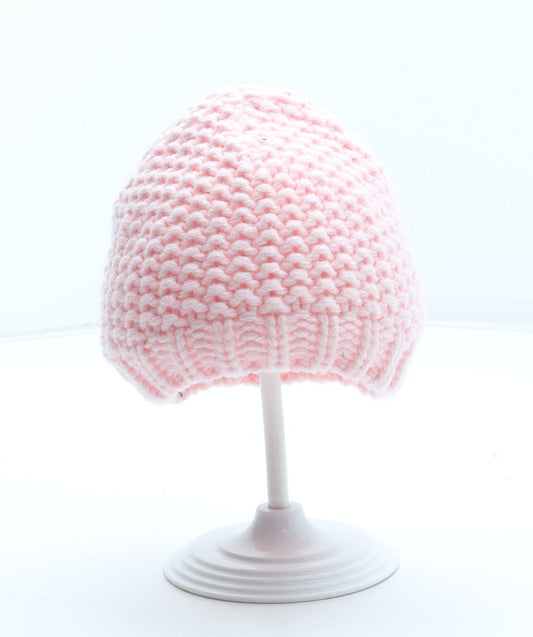 George Girls Pink Acrylic Beanie Size XS - UK Size 0-3 Months