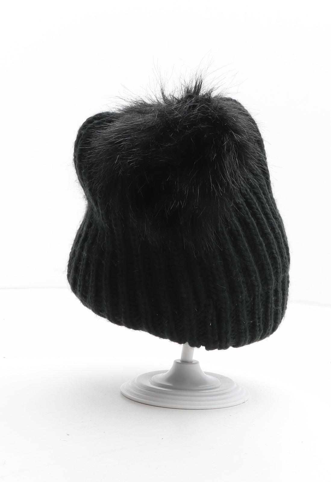 Preworn Womens Black Acrylic Bobble Hat One Size - R Initial