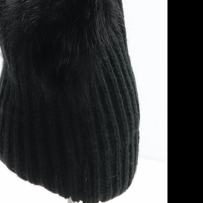 Preworn Womens Black Acrylic Bobble Hat One Size - R Initial