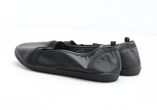 Primark Womens Black Synthetic Slip On Flat UK