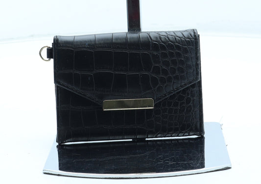 Primark Womens Black Polyurethane Bow Tie Wallet Size S - Croc Texture
