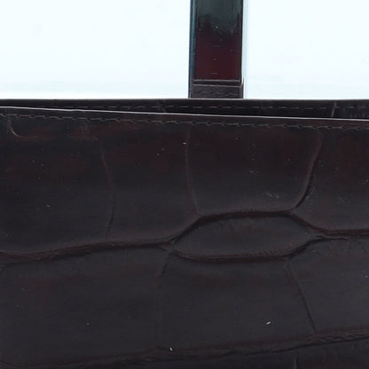 Preworn Mens Brown Leather Wallet - Croc Texture