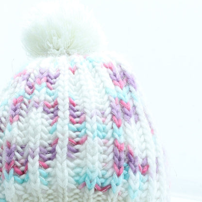 Preworn Girls Multicoloured Geometric Acrylic Beanie One Size