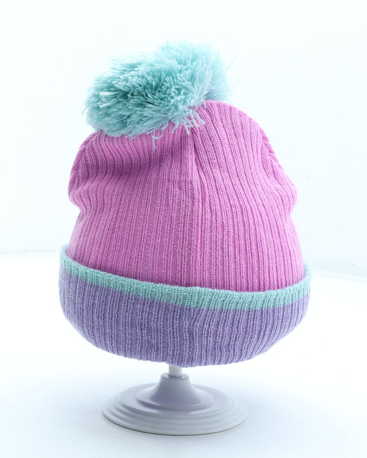 Preworn Girls Pink Geometric Acrylic Beanie One Size