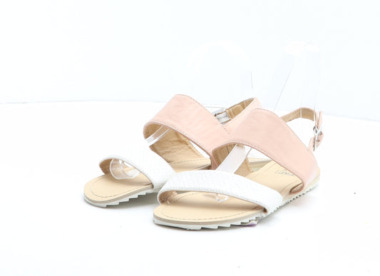 F&F Girls Pink Colourblock Synthetic Slingback Sandal UK 5