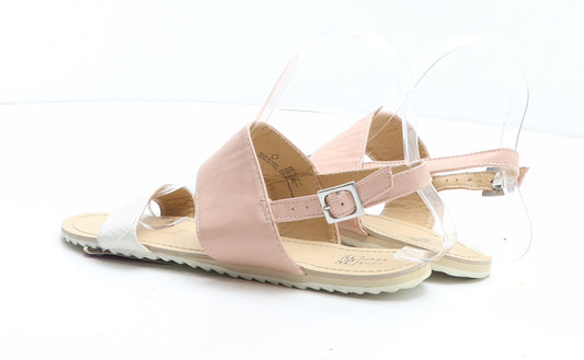 F&F Girls Pink Colourblock Synthetic Slingback Sandal UK 5