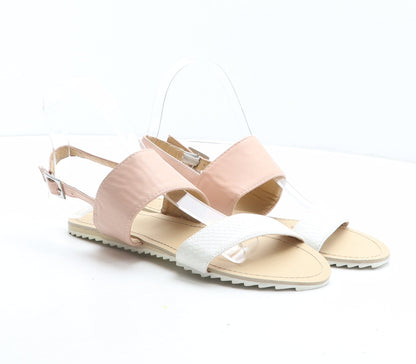 F&F Girls Pink Colourblock Synthetic Slingback Sandal UK 5