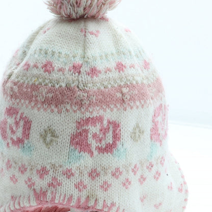 Preworn Girls Multicoloured Floral Acrylic Winter Hat Size S
