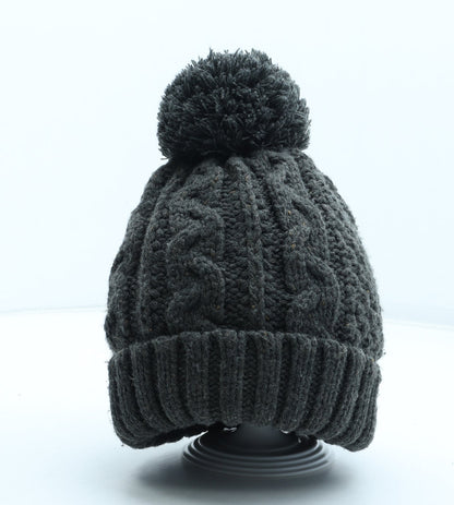 George Mens Grey Acrylic Winter Hat One Size