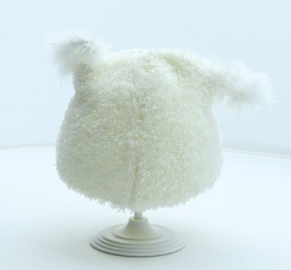 Preworn Girls White Polyester Bobble Hat Size S