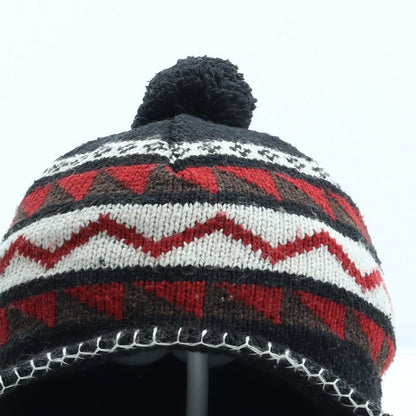 Preworn Mens Black Geometric Acrylic Winter Hat One Size