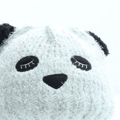 George Girls Grey Acrylic Beanie One Size - Panda Size 4-8 Years
