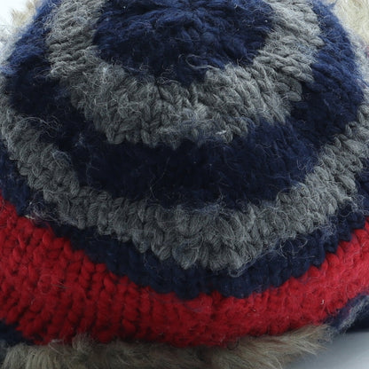 Preworn Mens Multicoloured Striped Acrylic Trapper Hat Size S - Faux Fur Trim