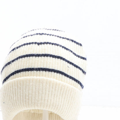 F&F Girls Beige Striped Polyester Beanie One Size