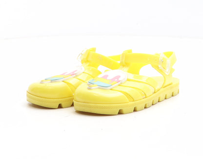 Preworn Girls Yellow Synthetic Flat Sandal UK 10 - Ice Cream Jelly