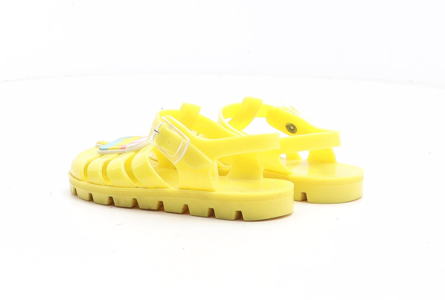 Preworn Girls Yellow Synthetic Flat Sandal UK 10 - Ice Cream Jelly