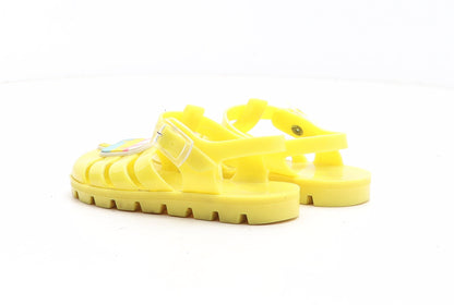 Preworn Girls Yellow Synthetic Flat Sandal UK 10 - Ice Cream Jelly