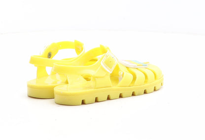Preworn Girls Yellow Synthetic Flat Sandal UK 10 - Ice Cream Jelly