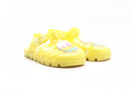 Preworn Girls Yellow Synthetic Flat Sandal UK 10 - Ice Cream Jelly