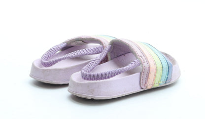 Preworn Girls Purple Striped Patent Leather Slider Sandal UK 5 23